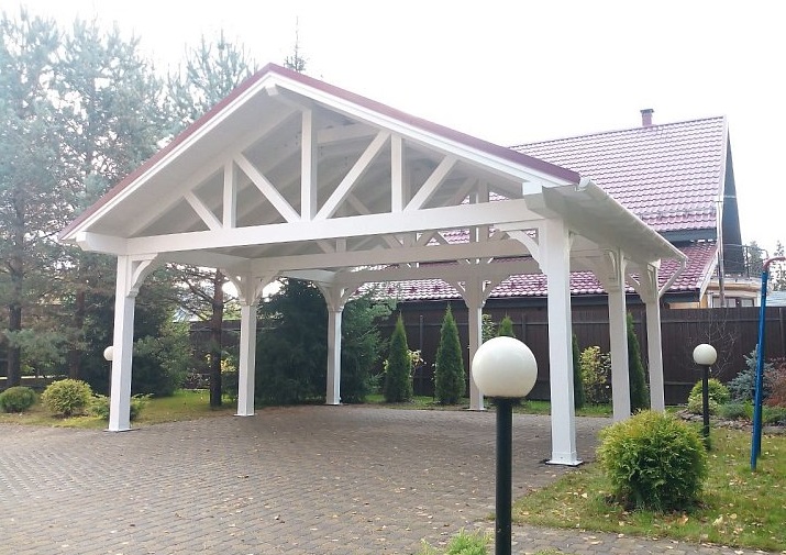 Навес для двух автомобилей 6*6*3 м из бруса