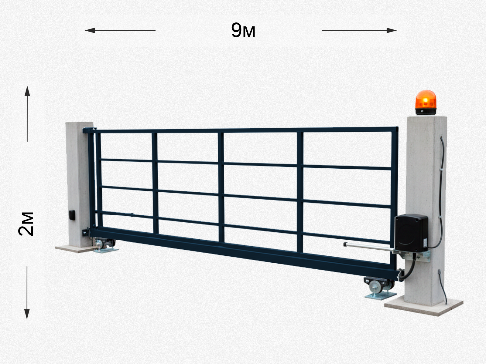 Автоматические откатные ворота 9 м, цвет: Темно-синий