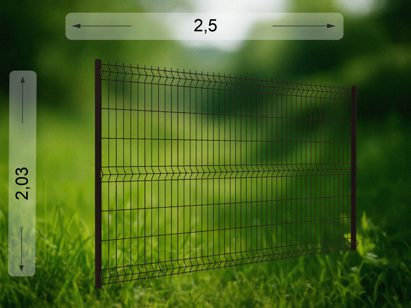 3D панель  2.5×2.03 м оцинкованная RAL 8017